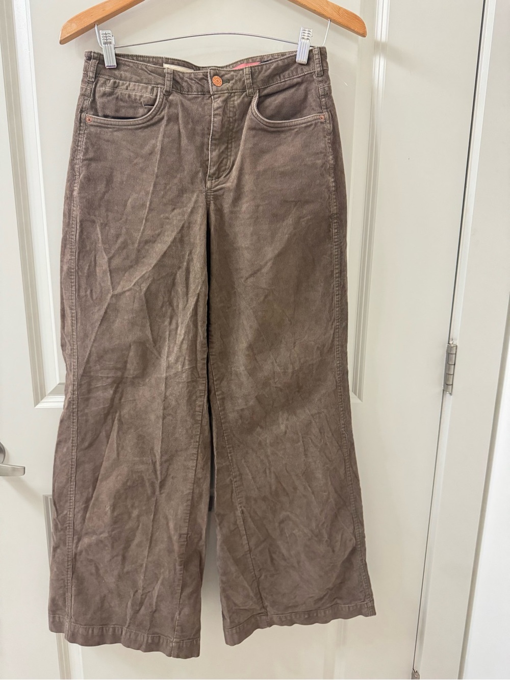 Anthropologie Pilcro The Gwen Full Length Wide Leg Corduroy Pants Women Sz 28